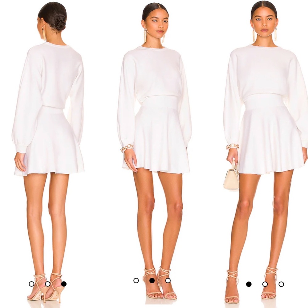 REVOLVE Alice + Olivia Murray Fit n Flare Dress in Soft White